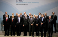 Les ministres des Finances du G7, lors de la dernière réunion les 9 et 10 février 2007 à Essen, en Allemagne.(Photo : AFP)