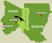 Les membres de l'ONG, l'Arche de Zoé, ont été interpellés dans la ville d'Abéché.(Carte : L. Mouaoued/RFI)