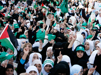 Manifestation de femmes palestiniennes à Gaza contre la conférence d'Annapolis, dimanche 25 novembre.( Photo : Reuters )