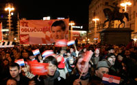 Un meeting du SPD à Zagreb, le 22&nbsp;novembre 2007.(Photo : Reuters)