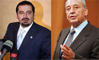 Saad Hariri (g) et Nabih Berri (d).(Photo : AFP)