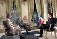 Nicolas Sarkozy lors de son entretien télévisé dans son bureau de l'Elysée, le 29 novembre 2007.(Photo : AFP)
