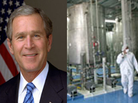 George Bush et l'usine d'enrichissement d'uranium d'Ispahan( Photo : AFP / Montage: G.Ngosso / RFI )