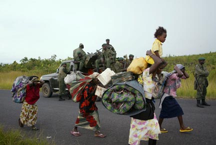 Selon l'Onu, 857&nbsp;000 habitants du Nord-Kivu ont fui leurs foyers depuis décembre 2006.(Photo : Reuters)
