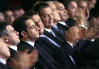 Le président Nicolas Sarkozy (C) participe au congrès de la CGPME, ce 7 décembre, à Lyon.  