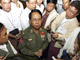 Le ministre birman de l'Information, le général Kyaw Hsan, lors de la conférence de presse du lundi 3 décembre 2007 dans la nouvelle capitale, Naypyidaw.(Photo : AFP)