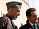 Le président français Nicolas Sarkozy (D) reçu par son homologue afghan, Hamid Karzai, à Kaboul le 22 décembre 2007.(Photo : Reuters)