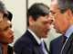 Condoleezza Rice, secrétaire d'Etat américaine discute avec Sergueï  Lavrov, ministre des Affaires étrangères russe, pendant la réunion OTAN-Russie des ministres des Affaires étrangères, à Bruxelles, le 7 décembre.(Photo : Reuters)