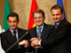  Le président français, Nicolas Sarkozy (G), le Premier ministre italien, Romano Prodi (C) et son homologue espagnol, José Luis Zapatero (D).(Photo : Reuters)