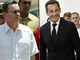 Le président de Colombie, Alvaro Uribe (G), et le président français, Nicolas Sarkozy.(Photo : AFP)