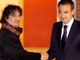 Mouammar Kadhafi, président lybien (g) et José Luis Rodriguez Zapatero, Premier ministre espagnol, à Madrid, le 17 décembre.(Photo : Reuters)