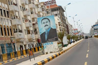 Un portrait géant du président yéménite, Ali Abdallah Saleh, dans une rue d'Aden.(Photo : AFP)