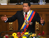 Caracas, le 11 janvier. Le président vénézuélien Hugo Chavez, à l'Assemblée nationale.(Photo : Reuteurs)