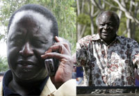 Raila Odinga (G), chef de l'opposition et Mwai Kibaki (D), président sortant.(Photos : Reuters / Montage : RFI)