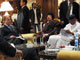 A la veille de l’ouverture du sommet, le guide libyen Muhammar Kadhafi a organisé une rencontre entre pays de la CEN-SAD. Il a été question du « gouvernement de l’Union »(Photo : L. Correau/RFI)
