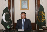 Le président pakistanais Pervez Musharraf lors de son discours à la nation ce mercredi à Islamabad.(Photo : Reuters)
