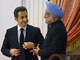 Le président français Nicolas Sarkozy (à gauche) et le Premier ministre indien Manmohan Singh, le 25 janvier 2008.(Photo : Reuters)