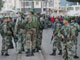L'armée libanaise encadrant la manifestation du 27 janvier 2008, dans la banlieue sud de Beyrouth.(Photo : AFP)