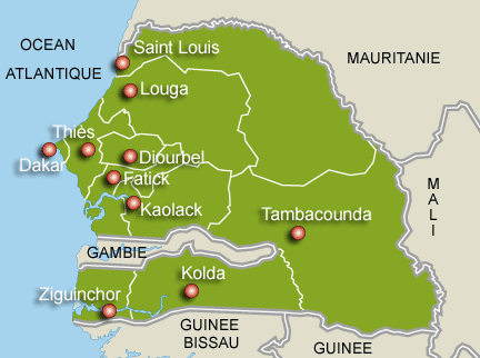 Carte du Sénégal.(Photo : L. Mouaoued / RFI )