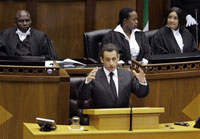 En février 2008 devant le Parlement sud-africain, Nicolas Sarkozy avait prôné la refondation des relations franco-africaines.(Photo : AFP)