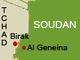 Des milliers de personnes fuient de la région de al-Geneina, capitale du Darfour occidental, à Birak, au sud-est du Tchad.(Carte : I.Artus/RFI)