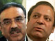 Asif Ali Zardari, dirigeant du PPP et Nawaz Sharif, dirigeant du PML-N.(Photos : Reuters/AFP)