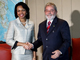 La secretaire d'Etat americain Condoleezza Rice (G) et le chef de l'Etat Bresilien Luiz Inacio Lula da Silva (D) à Brazilia, le 13 Aout 2008.( Photo : AFP )