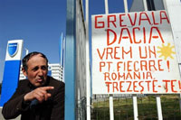 Piquet de grève sur le site de Renault Dacia en Roumanie.(Photo : AFP)