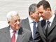 Le président syrien Bachar al-Assad (d) a accueili le président palestinien Mahmoud Abbas (g) à l'aéroport de Damas, le 28 mars 2008.(Photo : Reuters)