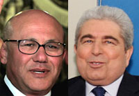 Mehmet Ali Talat, le représentant de la République turque de Chypre-Nord, et Demetris Christofias, président de Chypre.