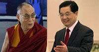 Le Dalaï Lama (G) et le président chinois Hu Jintao.(Photos : AFP/Reuters)