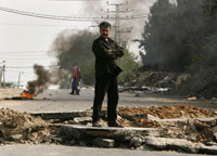 Une rue de Gaza après un raid de l'armée israélienne mercredi 16 avril.(Photo : Reuters)