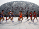 Des athèles participent à un événement sportif au nouveau stade de Pékin  le «Nid d'oiseau», le 18 avril 2008. (Photo : Reuters)