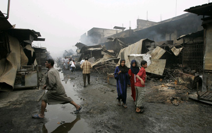  Sadr City en avril 2008, après des bombardements aériens.(Photo : Reuters)