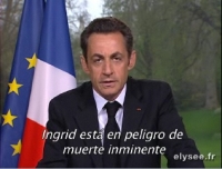 Nicolas Sarkozy durant son message radio-télévisé aux FARC.elysee.fr
