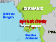 La région du delta d'Irrawaddy, frappée par le cyclone Nargis, le samedi 3 mai 2008.(Carte : F. Achache et S. Borelva / RFI)