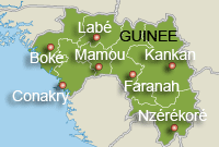 La Guinée et ses principaux chefs-lieux.