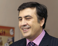 Le président géorgien Mikheïl Saakachvili, après le vote des élections législatives, le 21 mai 2008 à Tbilissi.(Photo : Reuters)