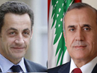 Nicolas Sarkozy et son homologue libanais, Michel Sleimane.( Photo : Reuters )