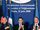 De gauche à droite : le ministre des Affaires étrangères afghan, Rangin Dadfar Spanta, le président afghan, Hamid Karzaï, le président français, Nicolas Sarkozy et le ministre des Affaires étrangères français, Bernard Kouchner.(Photo : Reuters)