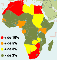 <strong>% des internautes par pays</strong>(Carte : RFI)