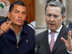 Le président équatorien, Rafael Correa (g) et le président colombien, Alvaro Uribe. (Photos : AFP)