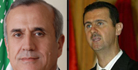 Le président libanais Michel Sleimane (g) et son homologue syrien Bachar el-Assad (d).(Photo : AFP/Reuters)