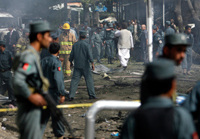 La voiture piégée du kamikaze a explosé tôt lundi matin. L'Inde est un allié politique fidèle du gouvernement d'Hamid Karzaï. (Photo : Reuters)