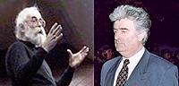 A gauche, une photo récente de Radovan Karadzic. A droite, en 1995.(Photo : Reuters)