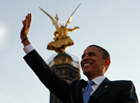 Barack Obama, de passage à Berlin en Allemagne lors de sa campagne électorale, le 24 juin 2008.(Photo : Reuters)