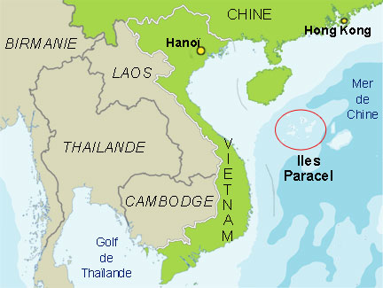 Les Îles Paracel sont un archipel d'environ 130 îlots coralliens inhabités situés en Mer de Chine méridionale.&nbsp;(Carte : Chemarin/RFI)
