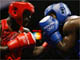 Combat de boxe 100% africain entre le Ghanéen Bastie Samir (à gauche) et le Nigérian Dauda Izobo en éliminatoires des moins de 81 kg. (Photo : Reuters) 