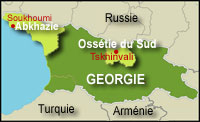L'Abkhazie et l'Ossétie du sud.(Carte : RFI)