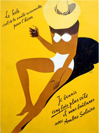 Affiche publicitaire Ambre Solaire de 1937(Droits réservés Garnier Ambre Solaire)